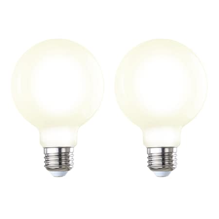 Bulbrite 60-Watt Equivalent Dimmable Milky Filament G25 Medium E26 LED Light Bulb, 3000K, 2PK 862697